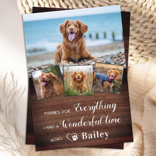 Pet Memorial From Dog Personalized 4 Photo Collage Thank You Card