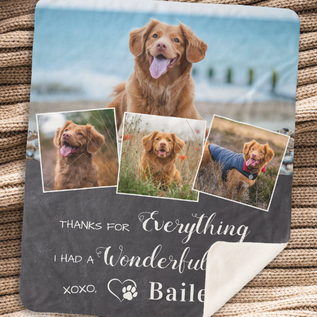 Pet Memorial From The Dog 4 Photo Keepsake Sherpa Blanket