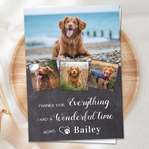 Pet Memorial From The Dog Personalized 4 Photo  Thank You Card