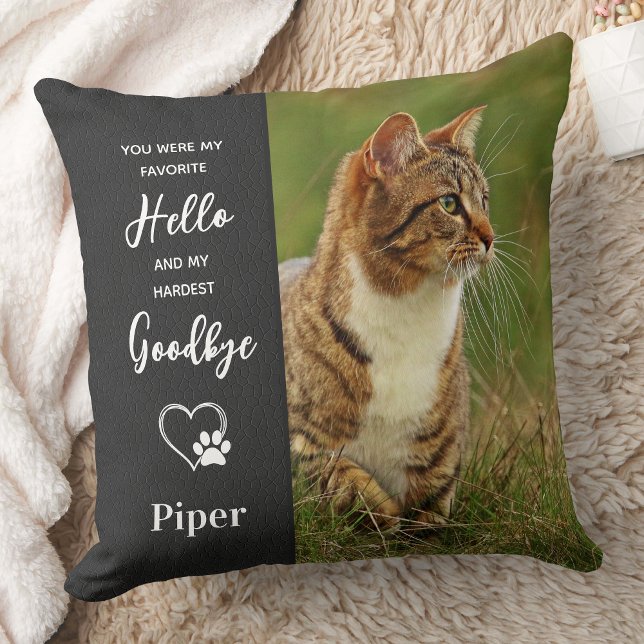 Pet Memorial Gift Dog Cat Sympathy Custom 2 Photo Throw Pillow (Creator Uploaded)