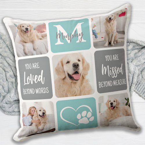 Pet Memorial Gift Dog Loss Modern Stylish 5 Photo  Throw Pillow
