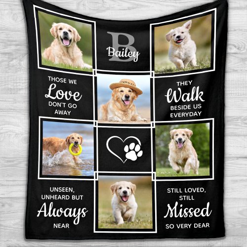 Pet Memorial Gift _ Dog Remembrance Photo Collage Fleece Blanket