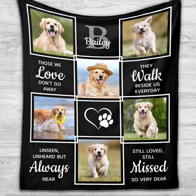 Pet Memorial Gift - Dog Remembrance Photo Collage Fleece Blanket (Creator Uploaded)