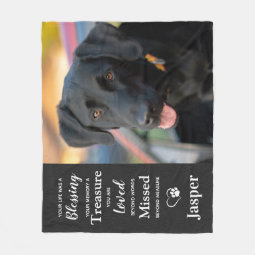 Pet Memorial Gift - Modern Dog Photo - Pet Loss Fleece Blanket | Zazzle