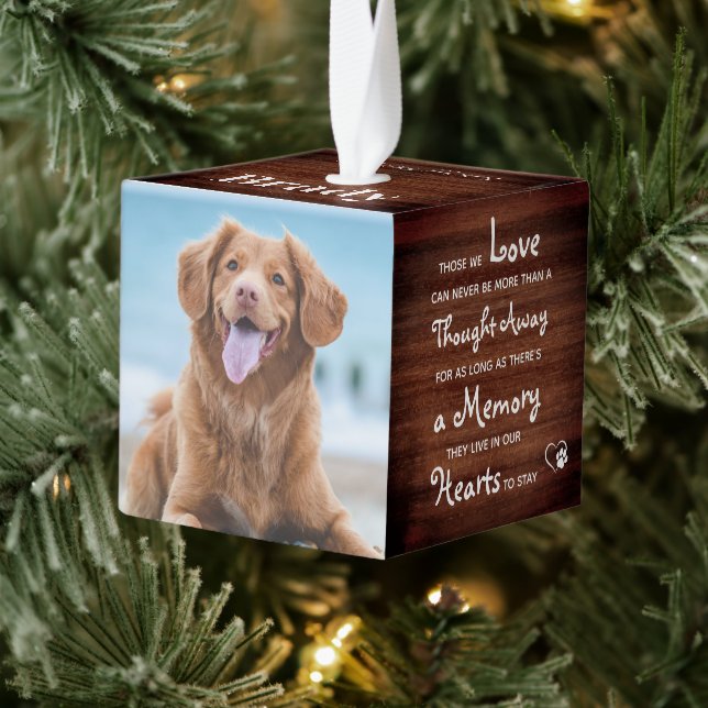 Pet Memorial Gift Personalized Dog 3 Photo Cube Ornament (Tree)