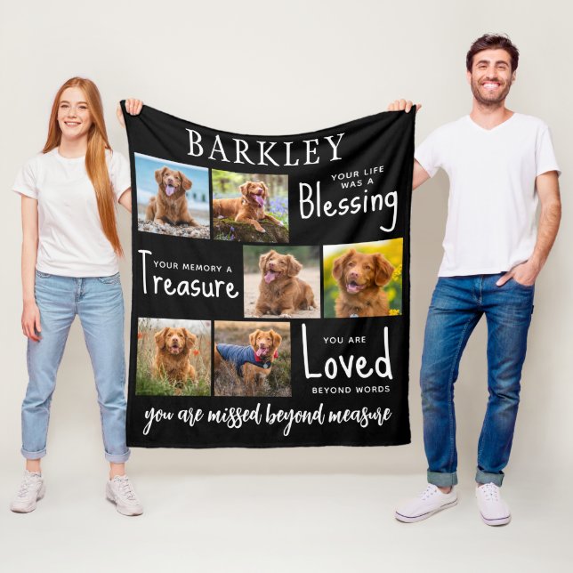 Pet Memorial Gift - Personalized Dog Loss 6 Photo  Fleece Blanket (In Situ)