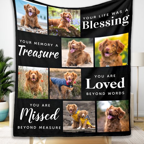 Pet Memorial Gift Personalized Loss Of Dog Photo  Fleece Blanket