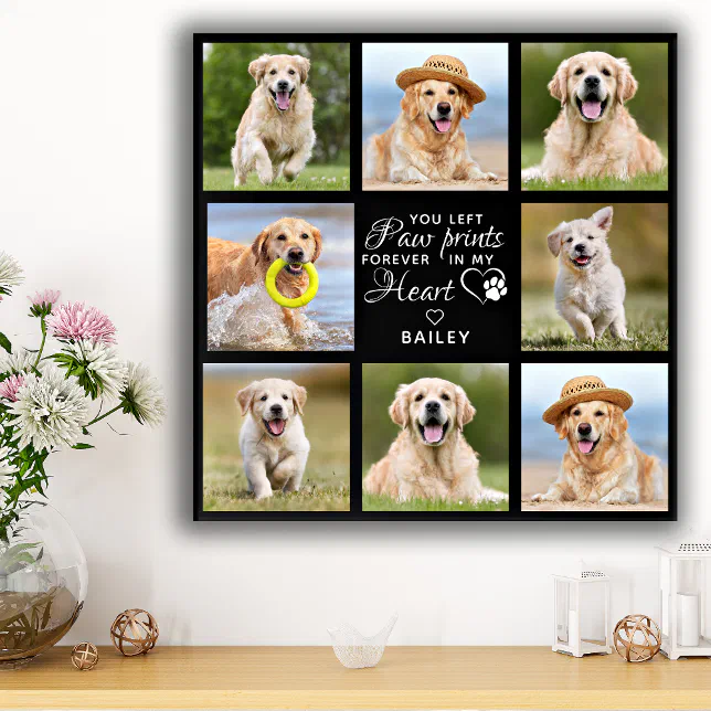Pet Memorial Gift Personalized Pet Loss Keepsake Faux Canvas Print | Zazzle