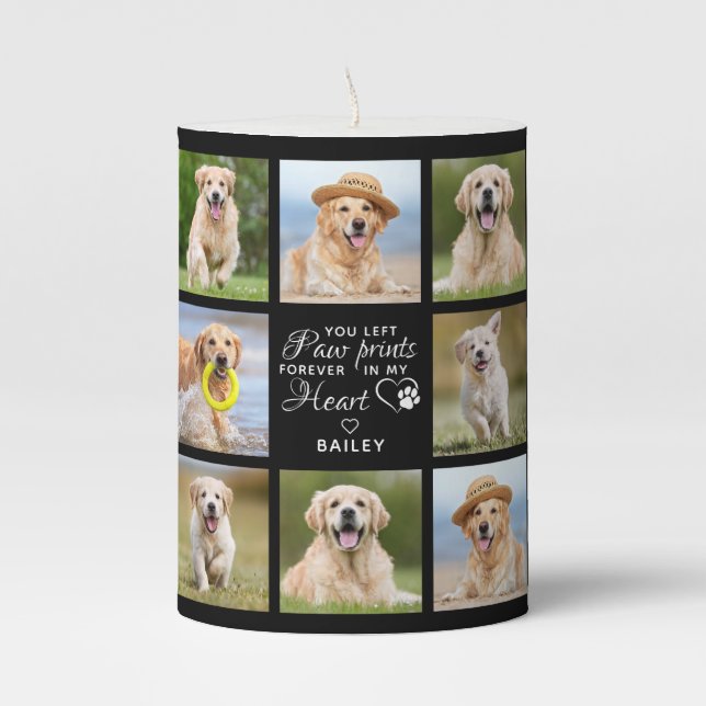 Pet Memorial Gift Personalized Pet Loss Keepsake Pillar Candle (Front)
