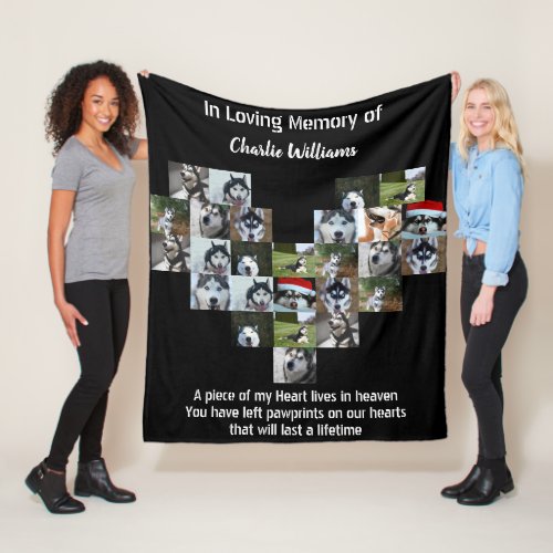 Pet Memorial Gift Pet loss Custom Photo collage Fleece Blanket