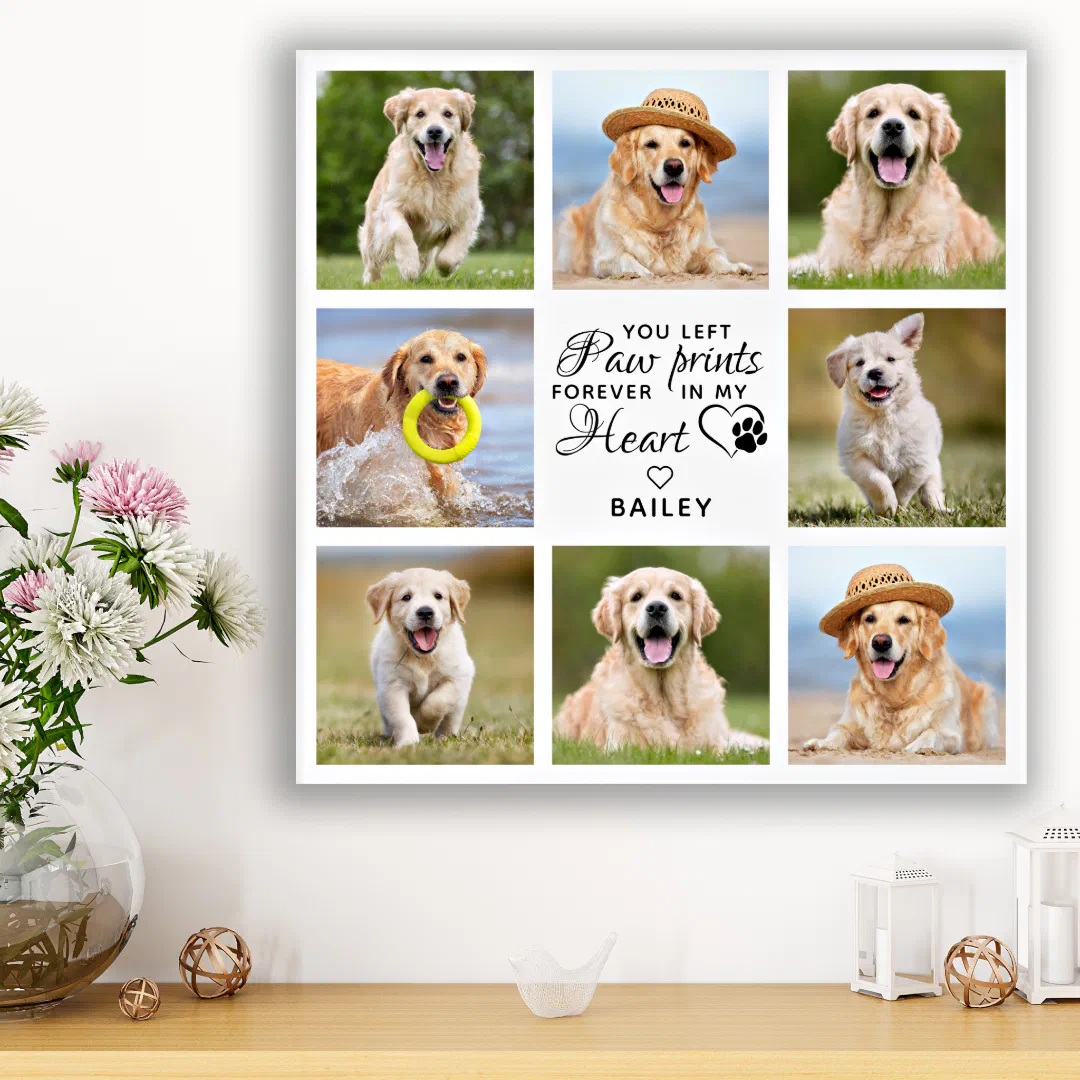 Pet Memorial Gift Pet Loss Keepsake Photo Collage Faux Canvas Print (Creator Uploaded)