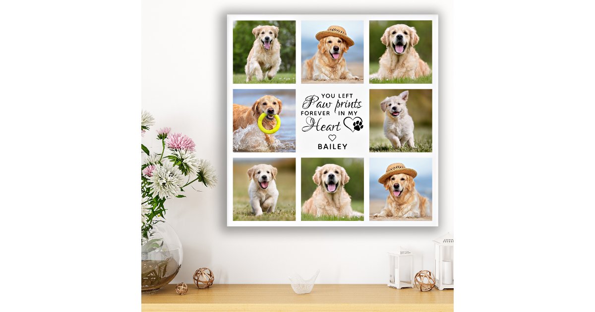 Pet Memorial Gift Pet Loss Keepsake Photo Collage Faux Canvas Print ...