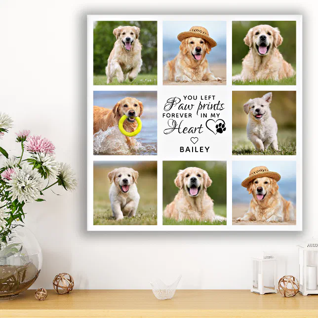 Pet Memorial Gift Pet Loss Keepsake Photo Collage Faux Canvas Print ...