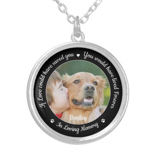 Pet Memorial Gift Pet Loss Modern Dog Photo Silver Plated Necklace