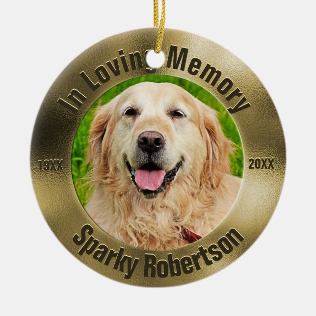 Pet Memorial Gold Ceramic Ornament (Front)
