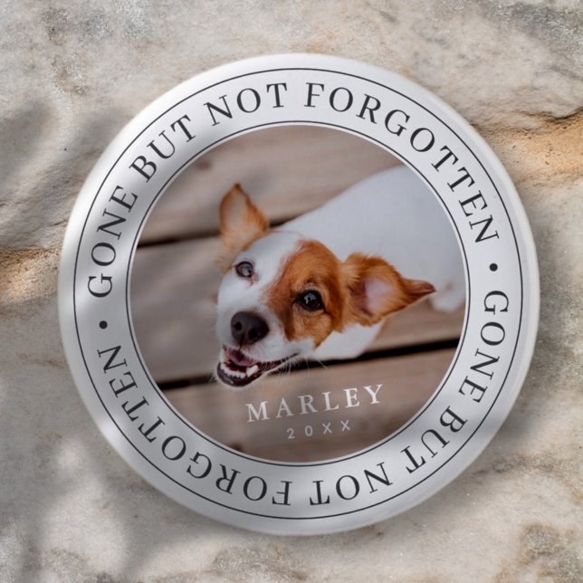 Pet Memorial Gone But Not Forgotten Modern Photo Button (Creator Uploaded)