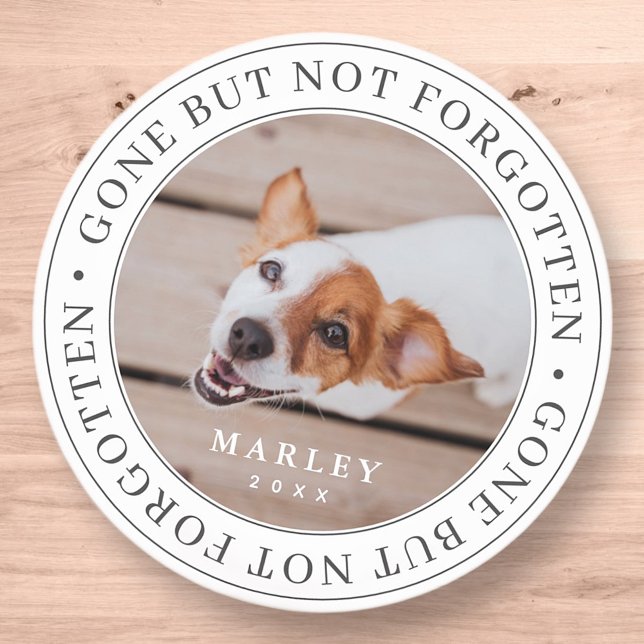 Pet Memorial Gone But Not Forgotten Modern Photo Classic Round Sticker (Creator Uploaded)