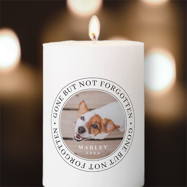 Pet Memorial Gone But Not Forgotten Modern Photo Pillar Candle (Creator Uploaded)