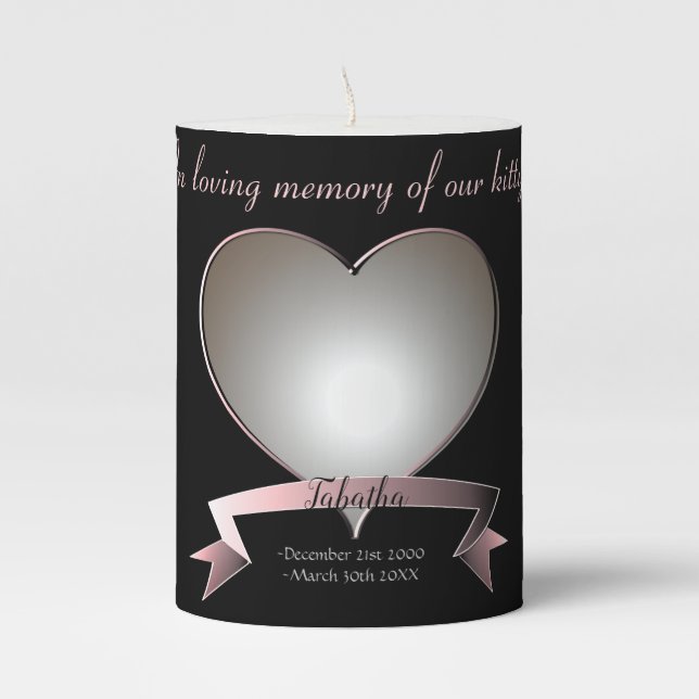 Pet Memorial Heart Frame for Photo Pillar Candle (Front)