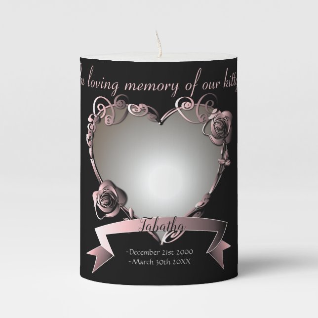 Pet Memorial Heart Frame for Photo Pillar Candle (Front)