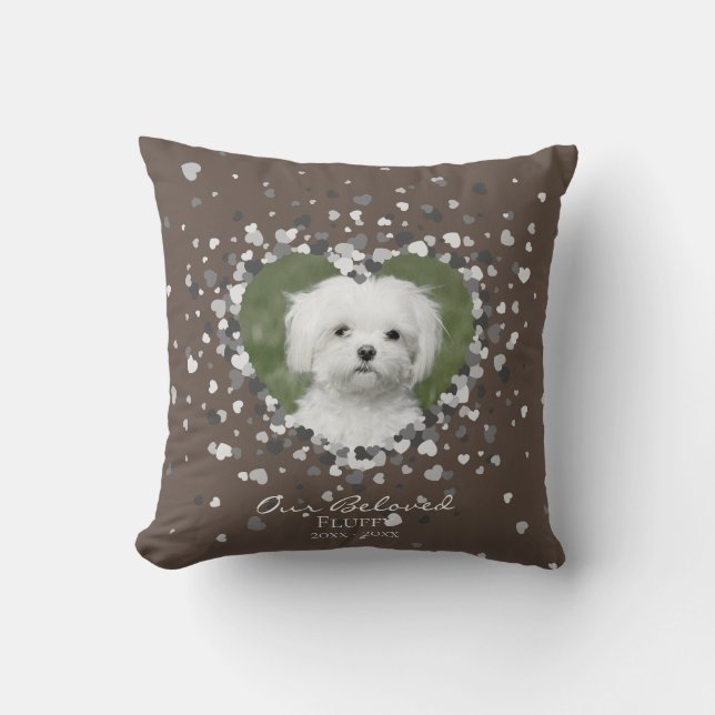 Pet Memorial Heart of Hearts Confetti Neutral Throw Pillow (Front)