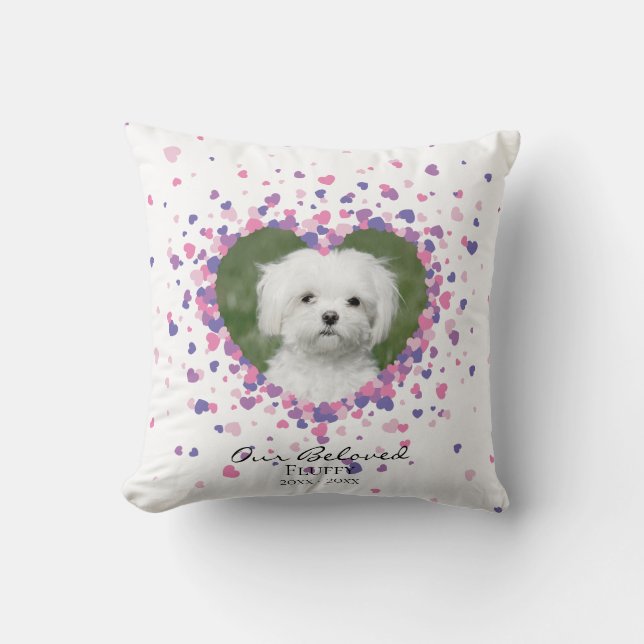 Pet Memorial Heart of Hearts Confetti Throw Pillow (Front)