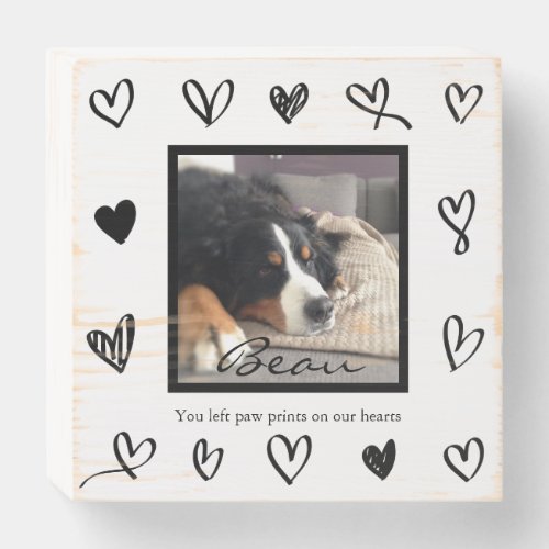Pet memorial hearts and picture of your pet wooden box sign