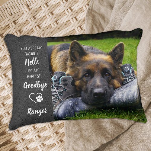 Pet Memorial _ Hello Goodbye Quote _ Dog Pet Loss Accent Pillow
