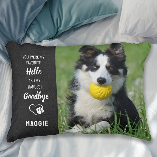 Pet Memorial _ Hello Goodbye Quote _ Dog Photo Accent Pillow