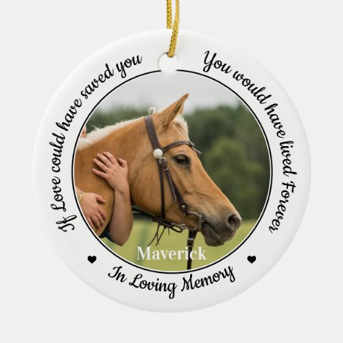 Pet Memorial Horse Loss  Sympathy Custom 2 Photo Ceramic Ornament