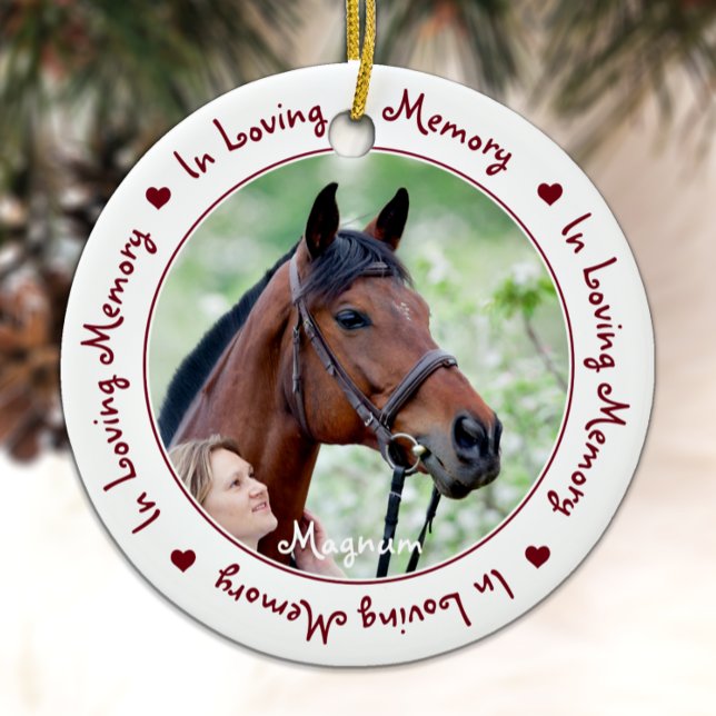 Pet Memorial Horse Photo In Loving Memory  Ceramic Ornament (Creator Uploaded)