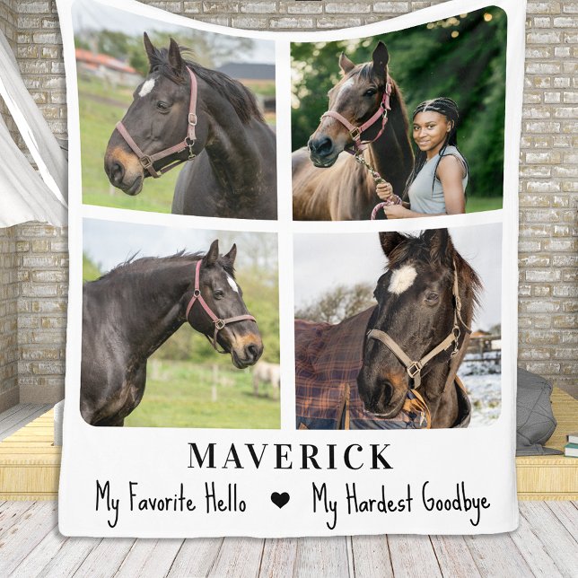 Pet Memorial Horse Remembrance Personalized Photos Fleece Blanket (Creator Uploaded)