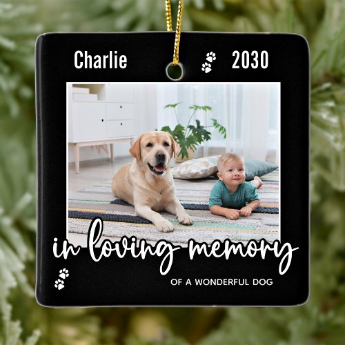 Pet Memorial In Loving Memory 2 Dog Photo Keepsake Ceramic Ornament