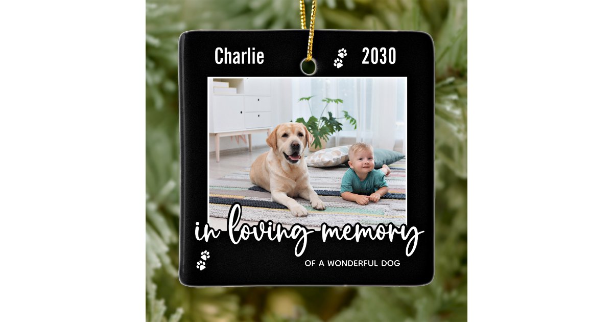Pet Memorial In Loving Memory 2 Dog Photo Keepsake Ceramic Ornament ...