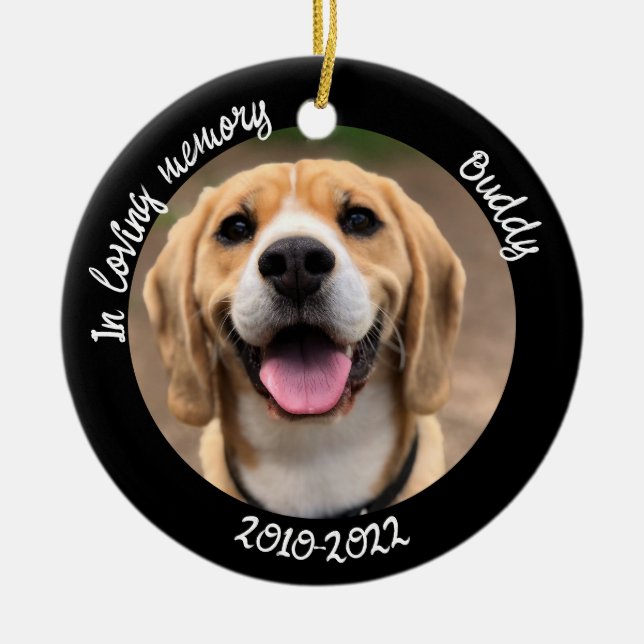Pet Memorial In Loving Memory Add Pet Name Picture Ceramic Ornament (Front)