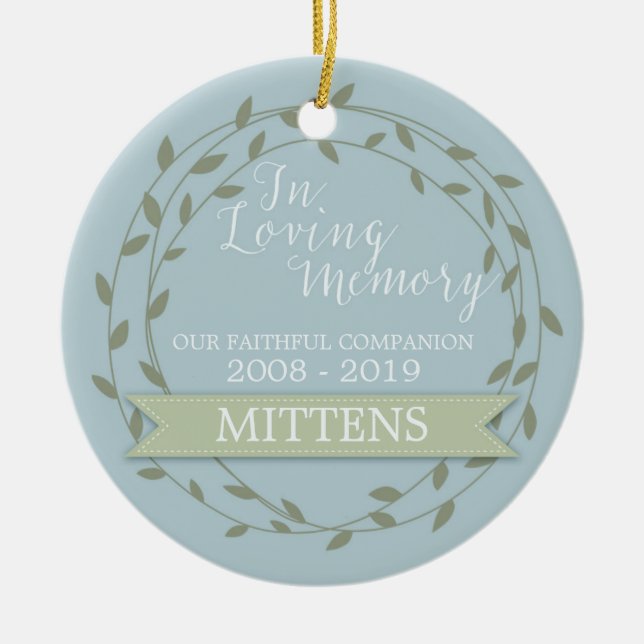 Pet Memorial 'In Loving Memory' Custom Photo Ceramic Ornament (Front)