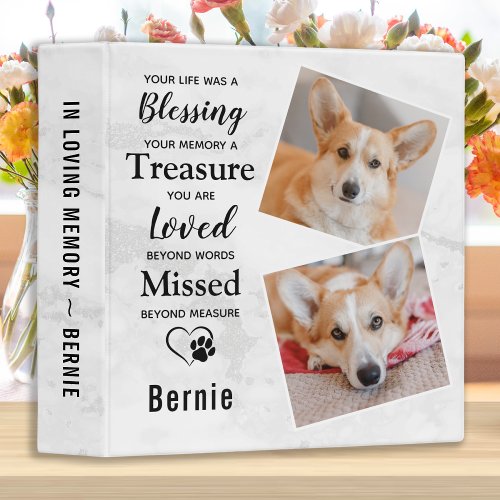 Pet Memorial In Loving Memory Dog Photo Album 3 Ring Binder