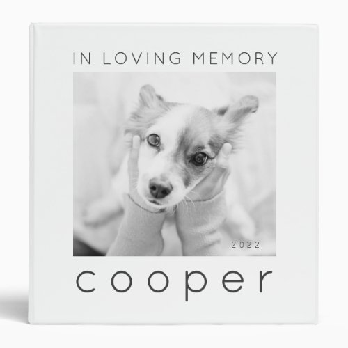 Pet Memorial In Loving Memory Modern Chic Photo 3 Ring Binder