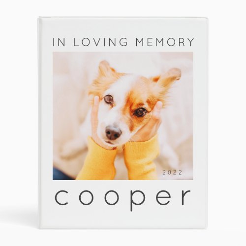 Pet Memorial In Loving Memory Modern Chic Photo Mini Binder