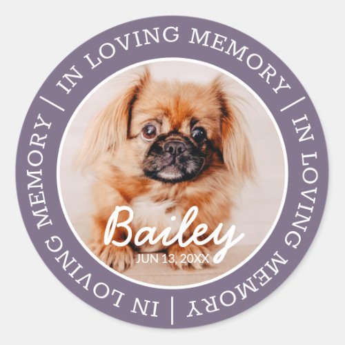 Pet Memorial In Loving Memory Modern Custom Photo Classic Round Sticker