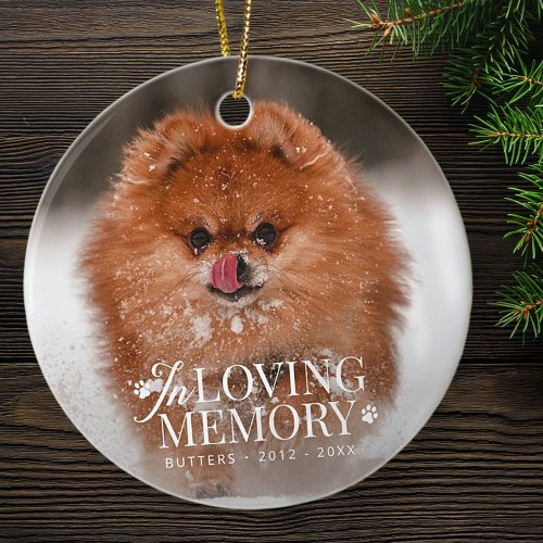 Pet Memorial In Loving Memory Modern Elegant Photo Ceramic Ornament