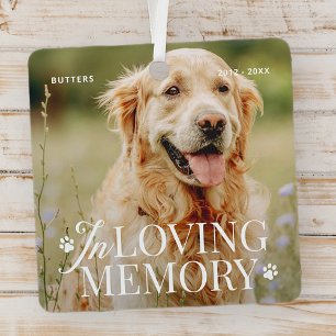 Pet Memorial In Loving Memory Modern Elegant Photo Metal Ornament