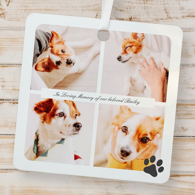 Pet Memorial In Loving Memory Modern Photos Metal Ornament (Creator Uploaded)