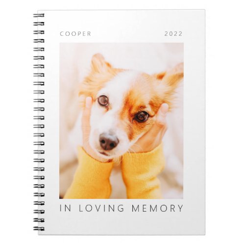 Pet Memorial In Loving Memory Modern Simple Photo Notebook
