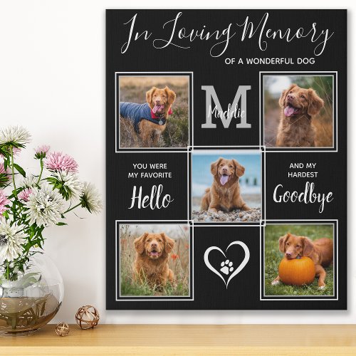 Pet Memorial In Loving Memory Personalized 5 Photo Faux Canvas Print