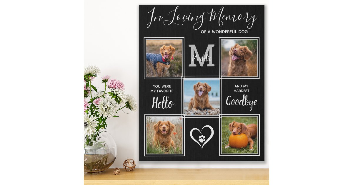 Pet Memorial In Loving Memory Personalized 5 Photo Faux Canvas Print ...