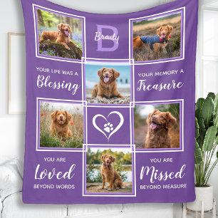 Pet Memorial In Loving Memory Photo Collage Fleece Blanket