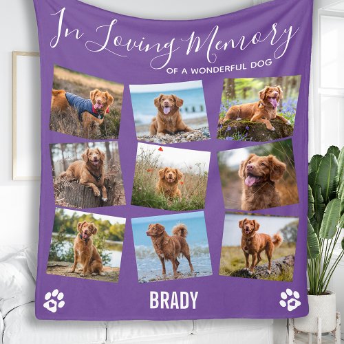 Pet Memorial In Loving Memory Photo Collage Fleece Blanket