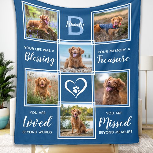 Pet Memorial In Loving Memory Photo Collage Fleece Blanket