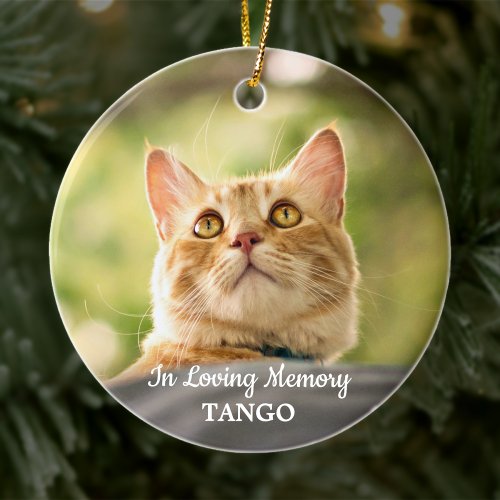 Pet Memorial In Loving Memory Simple Cat Photo Ceramic Ornament